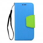 Wholesale LG G5 Color Flip Leather Wallet Case with Strap (Blue Green)